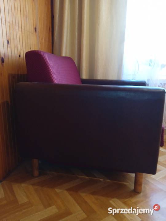 Fotel rozkładany styl PRL bordo vintage antyk Stąporków