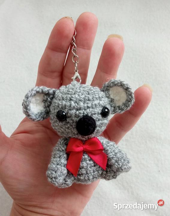Miś koala wykonany na szydełku brelok zawieszka Łask