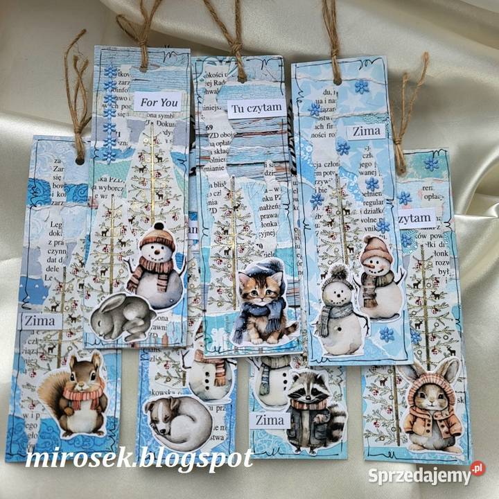 Zima zakładka do książki niebieska Łódź