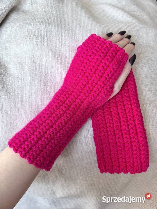 Mitenki rękawiczki bez palców handmade róż Dla kobiet Wrocław sprzedam