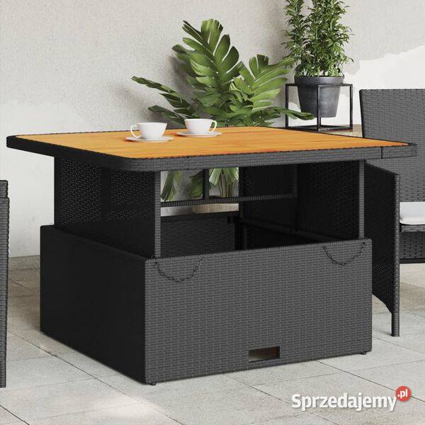 vidaXL Stół ogrodowy czarny 110x110x71 SKU368272