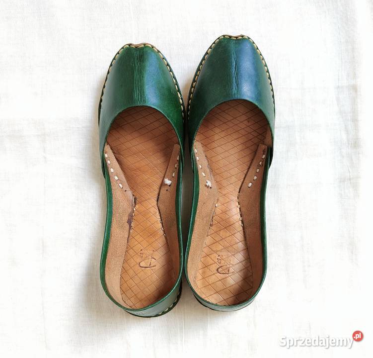 Zielone skórzane buty balerinki 37 skóra orient Szczecin sprzedam