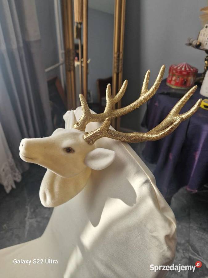 Welurowa głowa renifera biała duża łódzkie Skierniewice