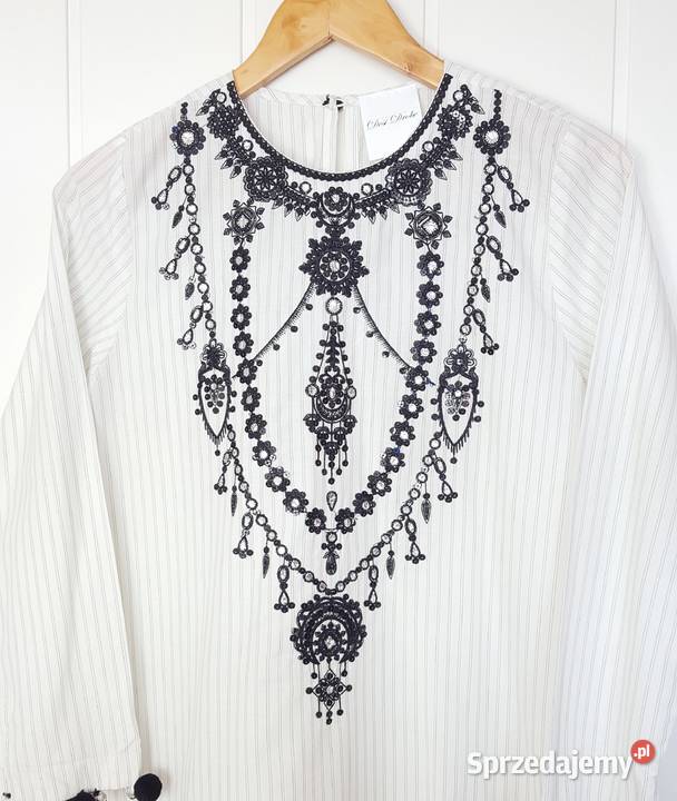 Nowa tunika indyjska S 36 biała bawełna w paski Szczecin