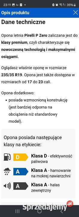 Opony Pirelli PZERO 24535 R19 Letnie 4 Zielona Góra