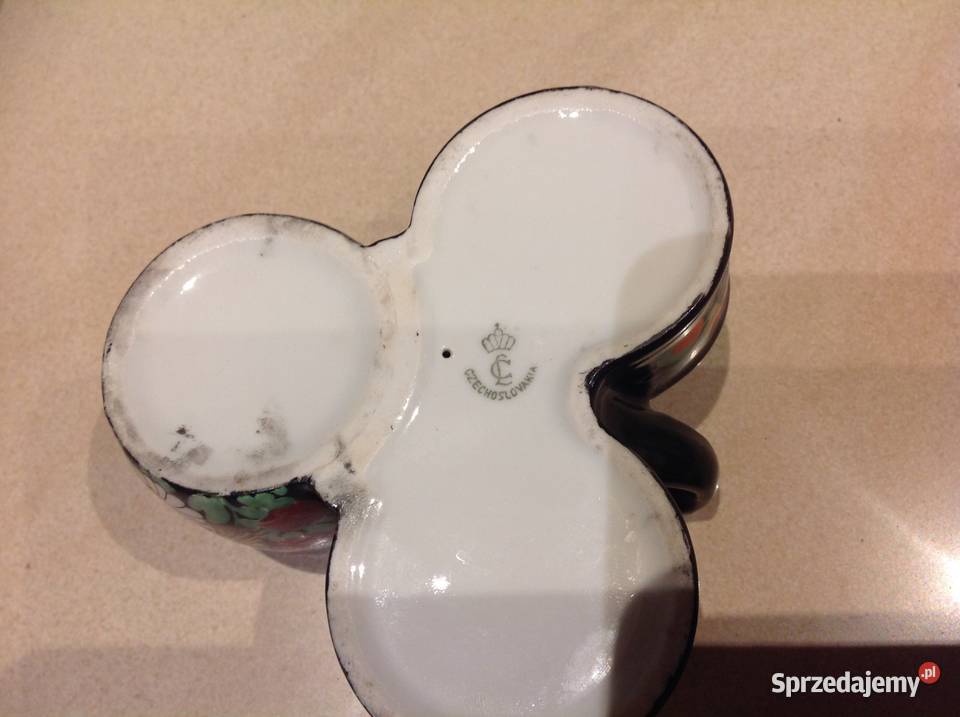 Stary Czeski Przyprawnik Porcelanowy Ręcznie Nowa Sól