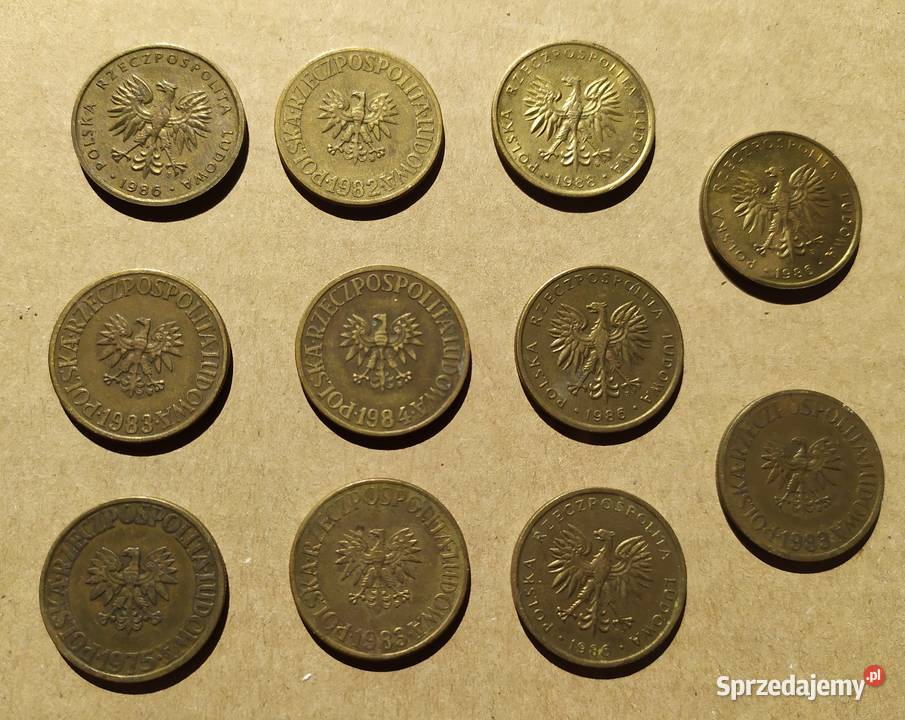 5 x 11 sztuk mosiądz PRL 7588 OBIEGÓWKI PRL Numizmatyka Łódź sprzedam