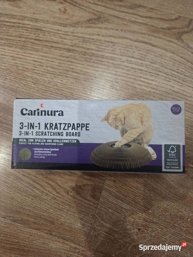 Drapak kota 3w1 kartonowy Carinura z piłką i Dla kotów Akcesoria dla zwierząt