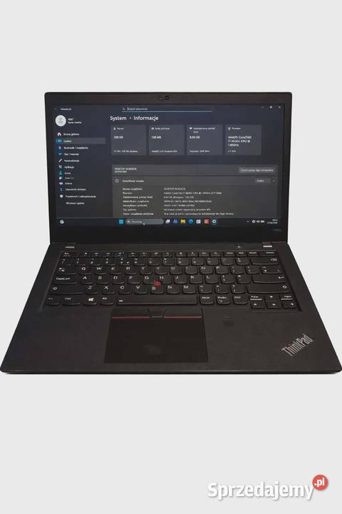 Lenovo ThinkPad T480s i7 8GB SSD Windows 11 Pro Taktowanie 8550 Łask sprzedam