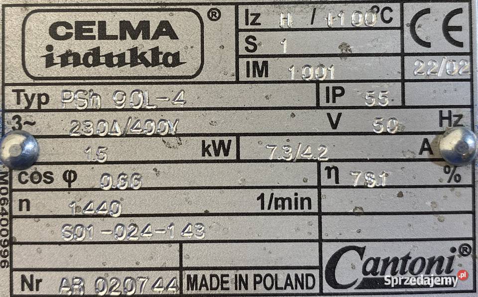 silnik elektryczny 15kW 1440obr 3fazowy INDUKTA kujawsko-pomorskie Pigża