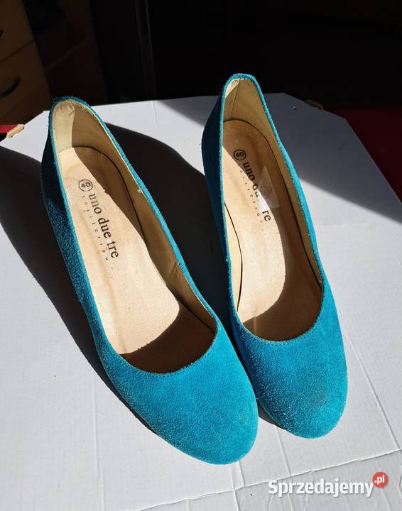 Pełne damskie buty na koturnie rozmiar 40 skóra Czchów
