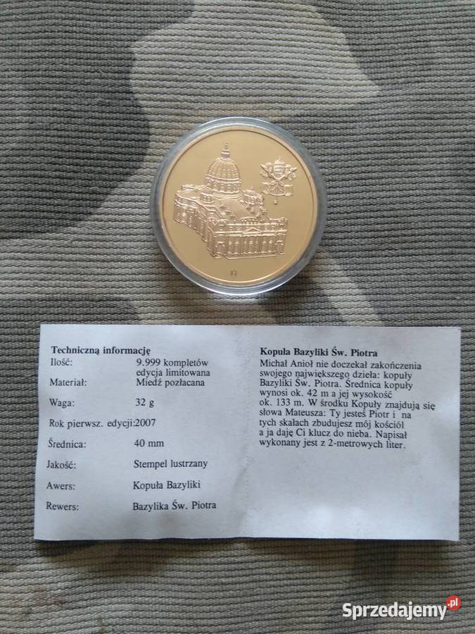 22 Medal okolicznościowy skarby Watykanu Chrząstawa Mała