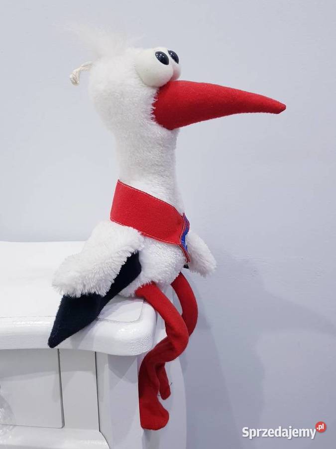 Pluszowa maskotka bociana Atlas BIG Maskotki Dąbrowa Górnicza