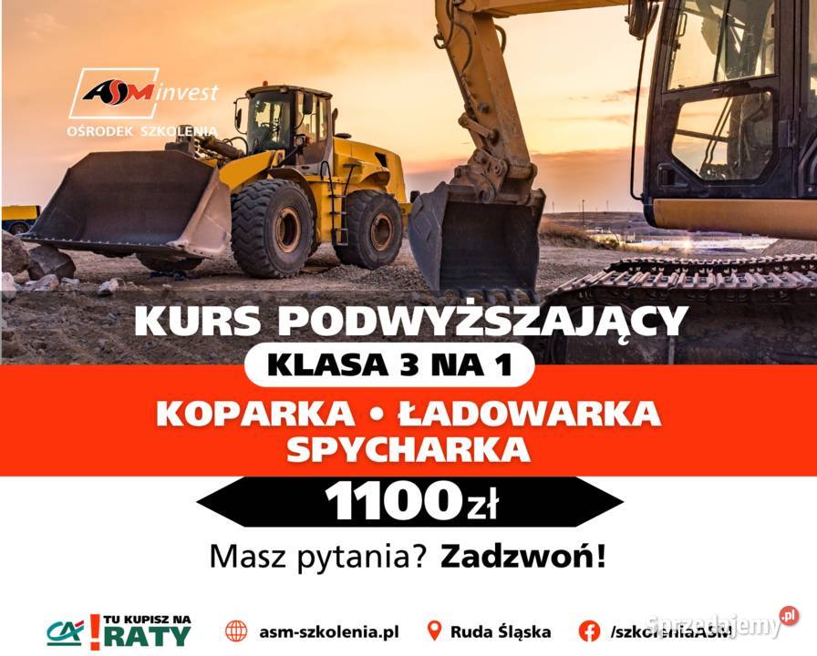 Kurs podwyższenie uprawnień koparka ładowarka Ruda Śląska