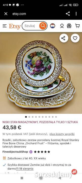 Rzadki zabytkowy zestaw śniadaniowy z Pabianice