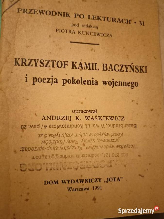 Baczyński Poezje pokolenia wojennego analizy miękka Warszawa