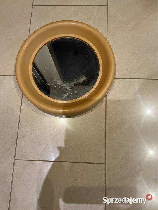 Stare Okrągłe Lustro z Tworzywa Sztucznego PRL Nowa Sól