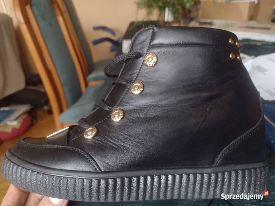 Buty skórzane modne fashion collection Italy czarny Częstochowa