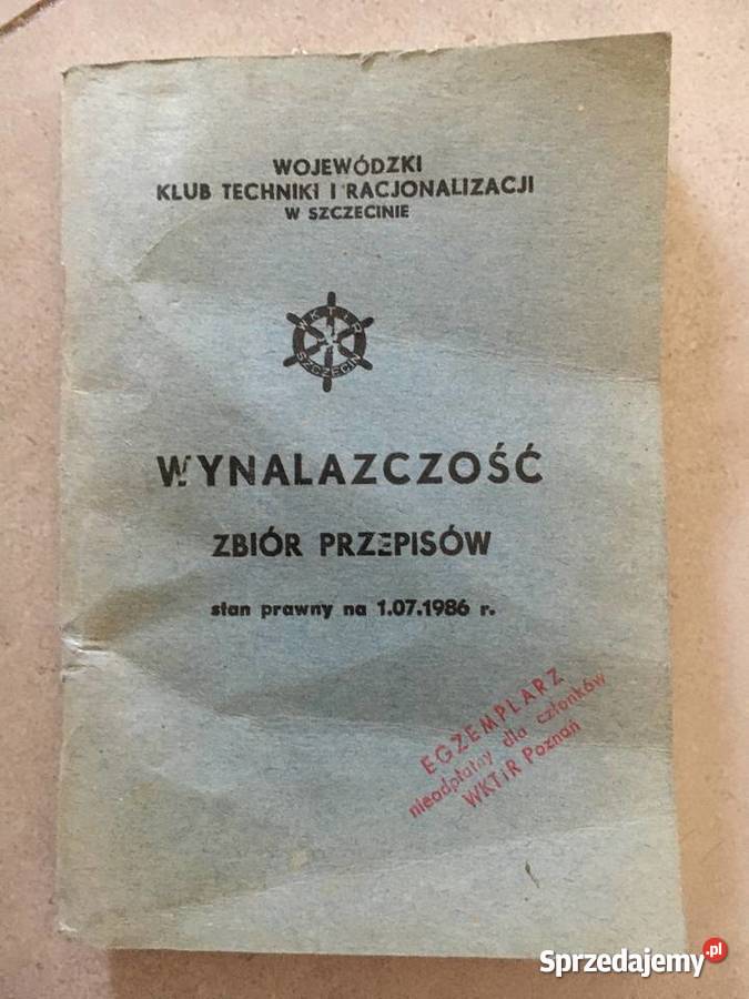 Wynalazczość Zbiór przepisów 1986 Unikatowy