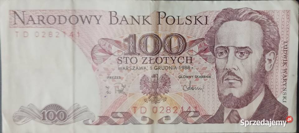 100 złotych 1XII1988 seria TD Numizmatyka Konin