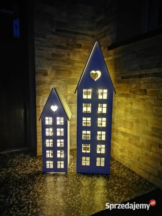 Lampion domek drewniany komplet 2 sztuki Kalisz