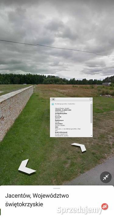 Działka rolnobudowlana Jacentów gm Radoszyce 4300m2