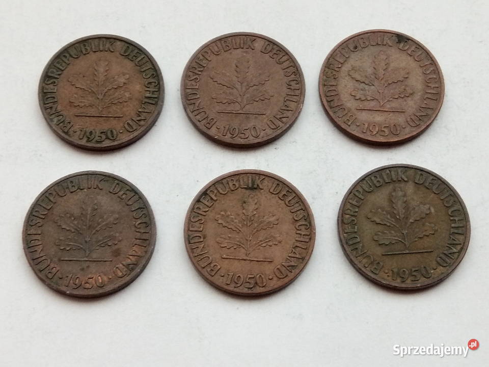 6 Monet 1 Pfenning 1950r