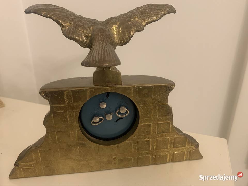 Zegar mosiezny z orłem Wrocław