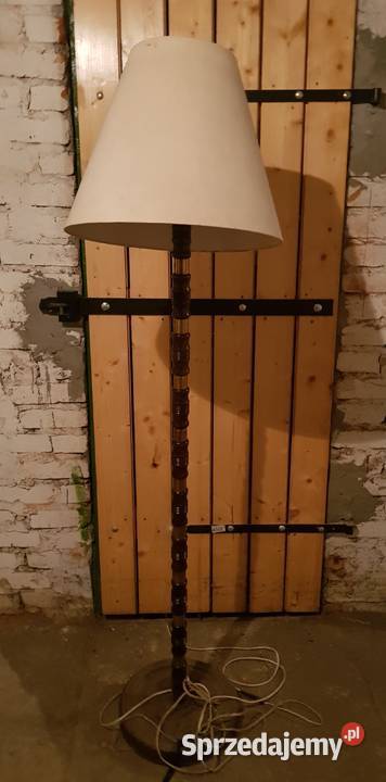 Lampa podłogowa drewno PRL Warszawa