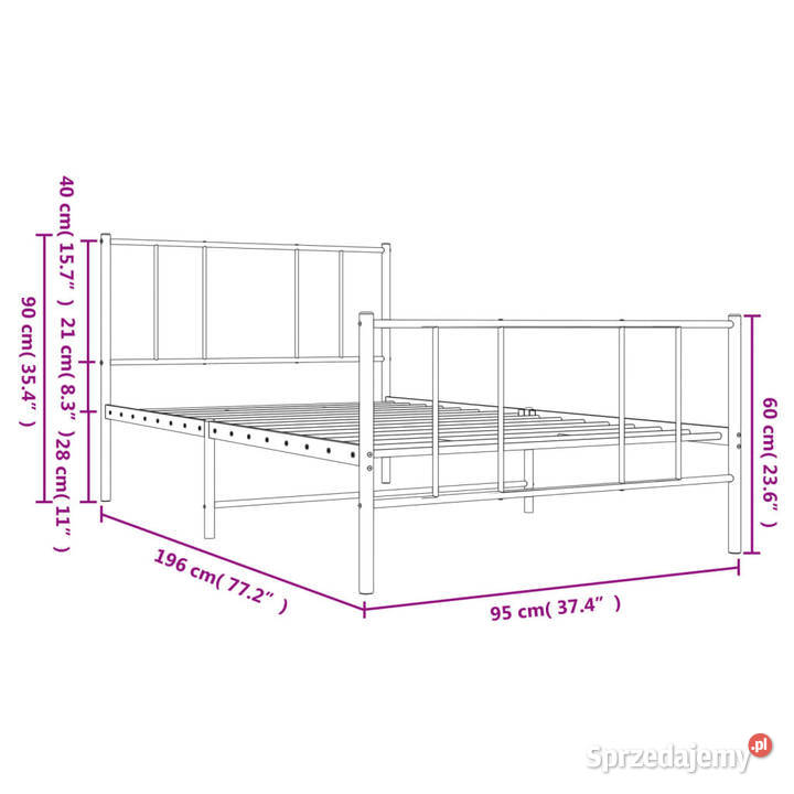 Łóżko Metalowe Czarne Rama Łóżka Ze Stelażem 90cm Warszawa sprzedam