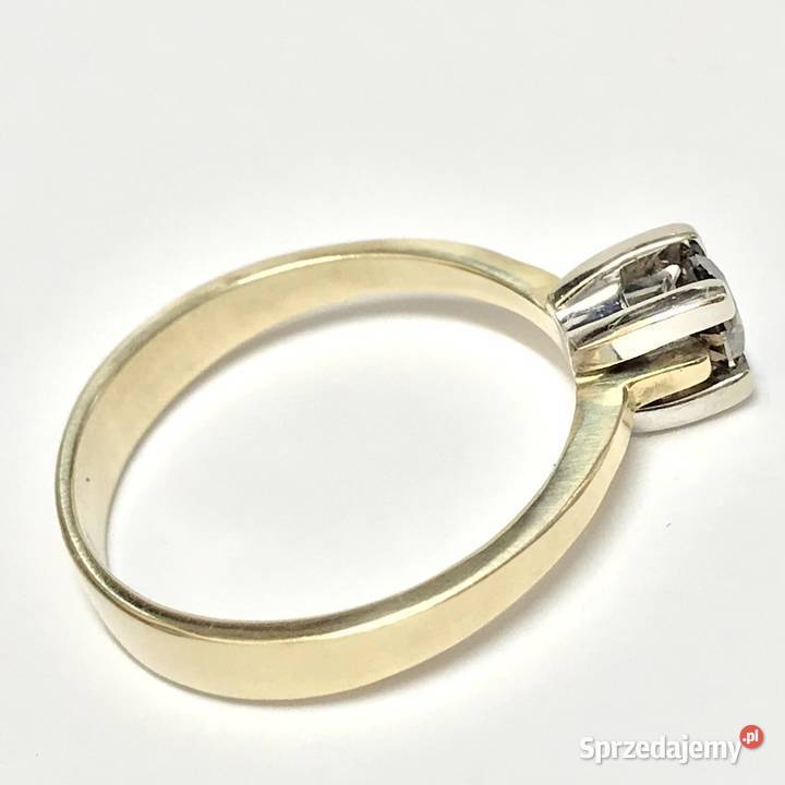 Złoty PIERŚCIONEK 585 14K brązowy DIAMENT 04ct Warszawa