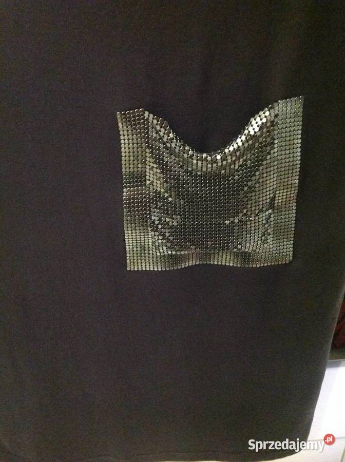 T shirt Koszulka Grafitowa Damska S Kieszeń szary/srebrny Nowa Sól