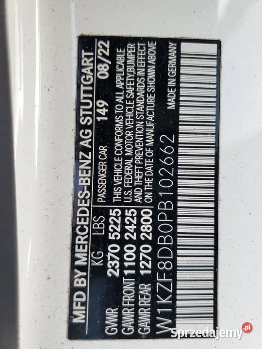 2022 MERCEDESBENZ E 350 biały Częstochowa