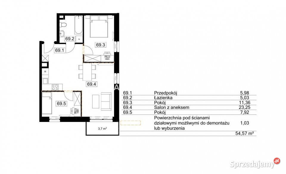 Mieszkanie 5338m2 3 pokojowe Kraków Rok budowy 2023
