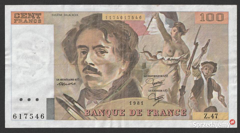Francja 100 franków 1981 Delacroix Eugene łódzkie Łódź