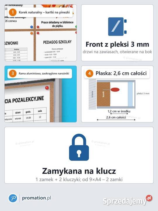 Gablota korkowa zamykana 9A4 do szkoły akademika