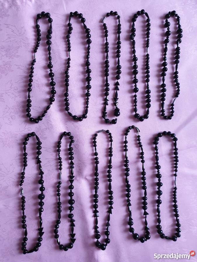 10 naszyjników z czarnych korali Naszyjniki małopolskie Kraków sprzedam