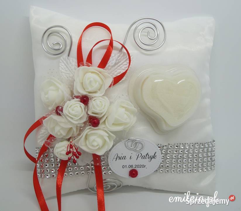 Poduszka Na OBRĄCZKi Biel Fuksja i Srebro OZDOBA Uniseks lubuskie Zielona Góra sprzedam