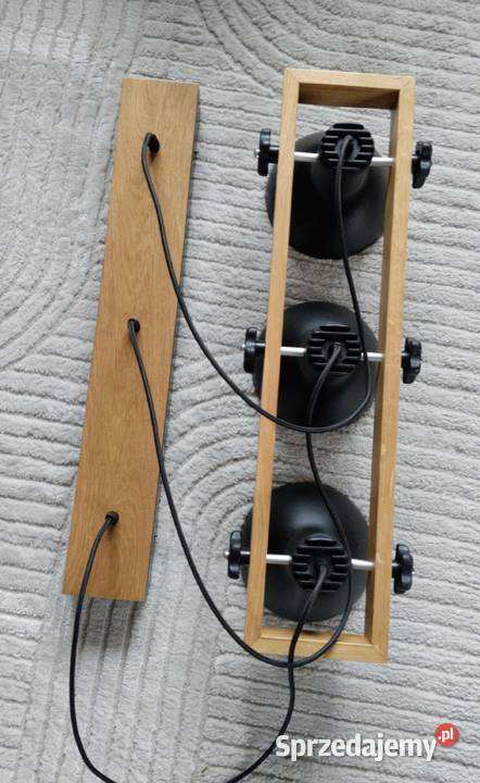 Lampa sufitowa wisząca 3 żarówki drewno dąb Lampy wiszące Lublin