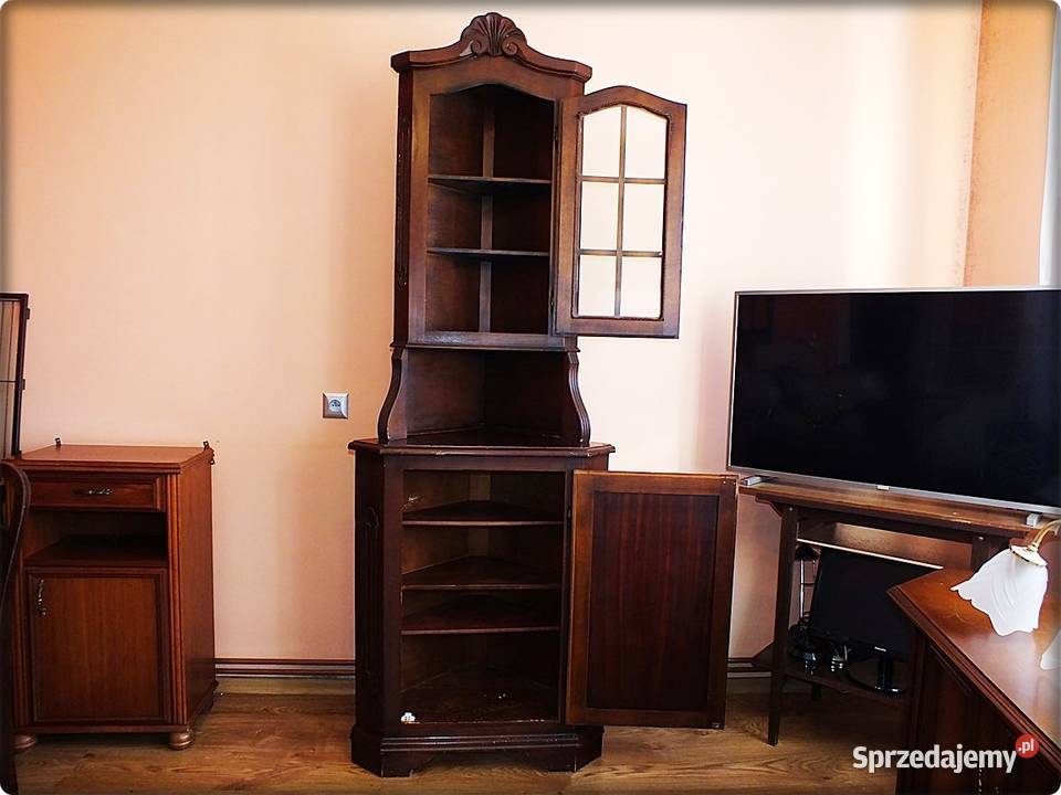 Stara Szafka narożna drewniana rzeźbiona Witryna Żary