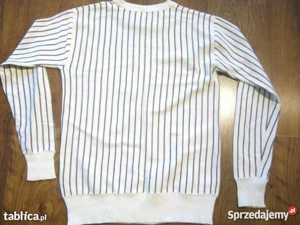 Elegancki sweterek sportowe polo MĘSKIE W PASY biały Katowice