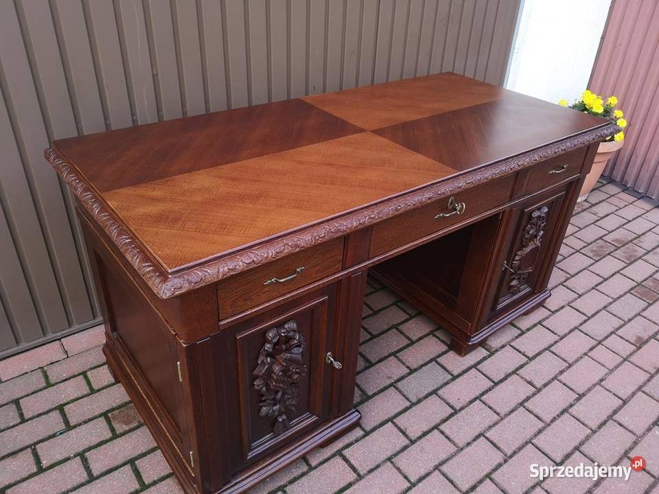 Biurko Dębowe Rozbieralne Jednostronne Stare Swarzędz