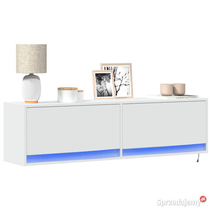 Ścienna szafka TV z LED biała 140x31x38 WM852369 mazowieckie