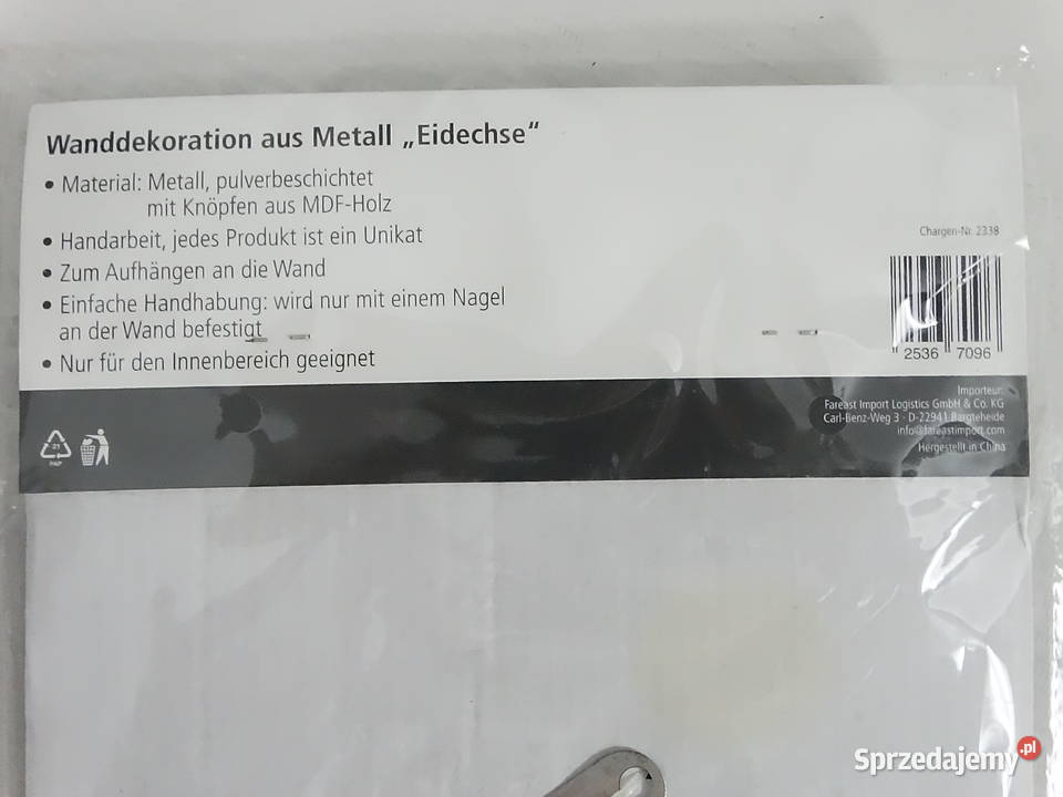 Metalowa dekoracja ścienna Jaszczurka Gekon
