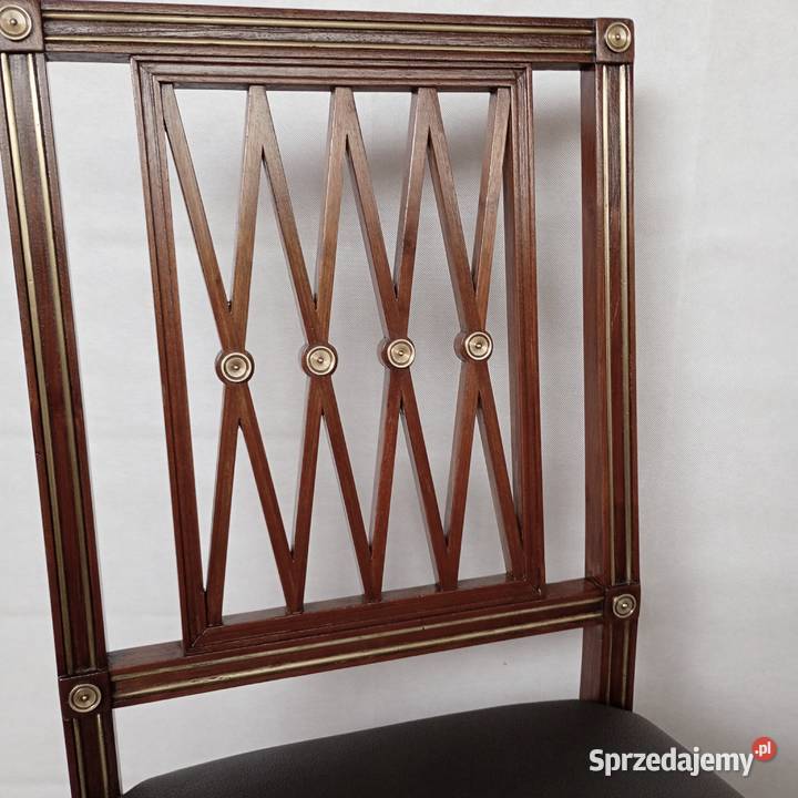 Krzesło lata 30te mahoń skóra inkrustowane