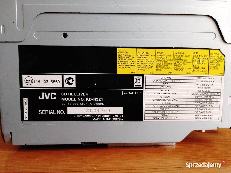 Radioodtwarzacz samochodowy CD MP3 JVC KDR321