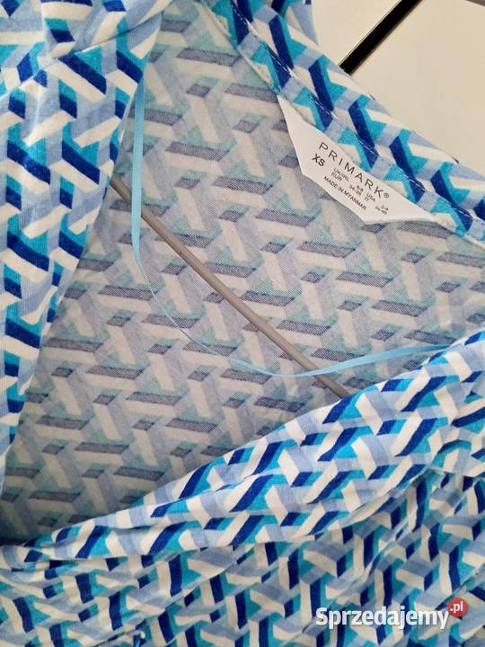 Błękitna wzorzysta koszula damska Primark XS z kołnierzykiem Nysa
