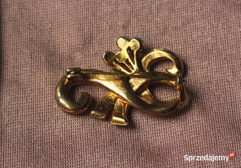 Stara angielska broszka złotozielona Ochojno