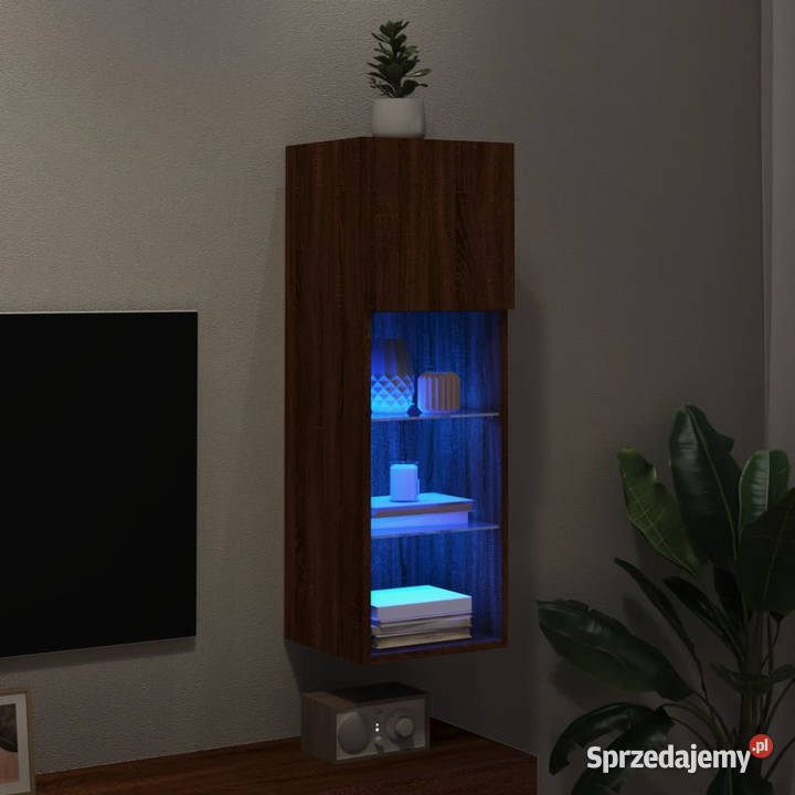 Szafka TV z LED brązowy dąb 305x30x90 WM837013 Warszawa