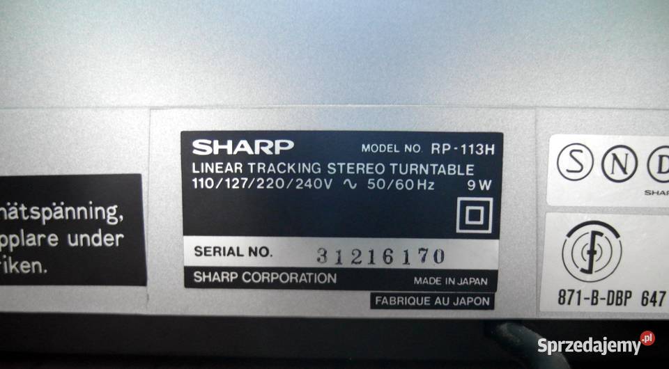 JAPOŃSKI gramofon Sharp RP113 linear tracking dolnośląskie